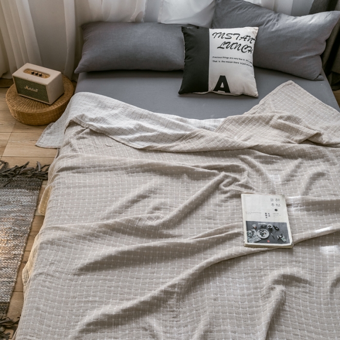 91家纺网 家纺一手货源 找家纺 朴尔 2021爆款三层水洗棉全棉纱布毛巾被 丁格-驼