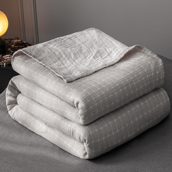 91家纺网 家纺一手货源 找家纺 朴尔 2021爆款三层水洗棉全棉纱布毛巾被 丁格-驼