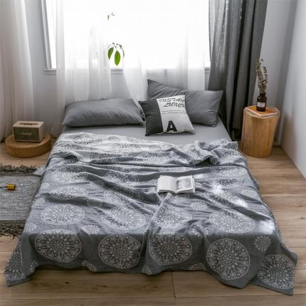 91家纺网 家纺一手货源 找家纺 朴尔 2021爆款三层水洗棉全棉纱布毛巾被 梦幻-灰