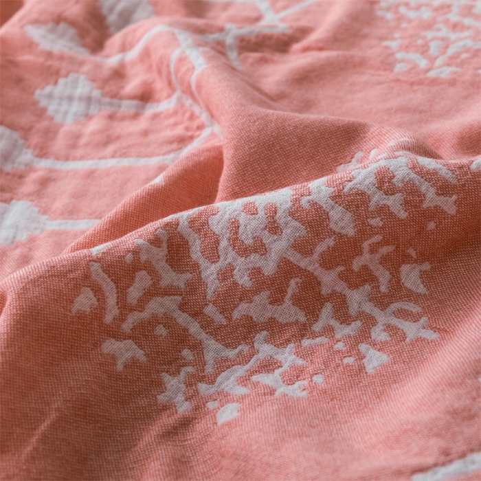 91家纺网 家纺一手货源 找家纺 朴尔 2021爆款三层水洗棉全棉纱布毛巾被 印第安-粉
