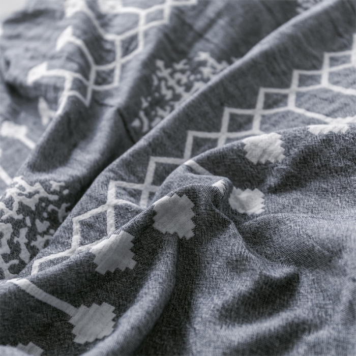 91家纺网 家纺一手货源 找家纺 朴尔 2021爆款三层水洗棉全棉纱布毛巾被 印第安-灰
