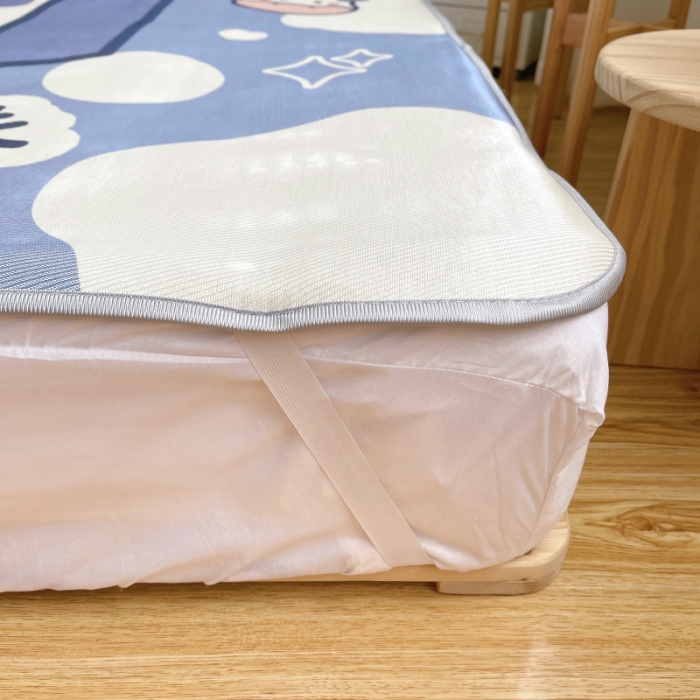 91家纺网 家纺一手货源 找家纺 川悦生活 直播供货2021新款小清新大版冰丝席卡通凉席三件套美味牛乳