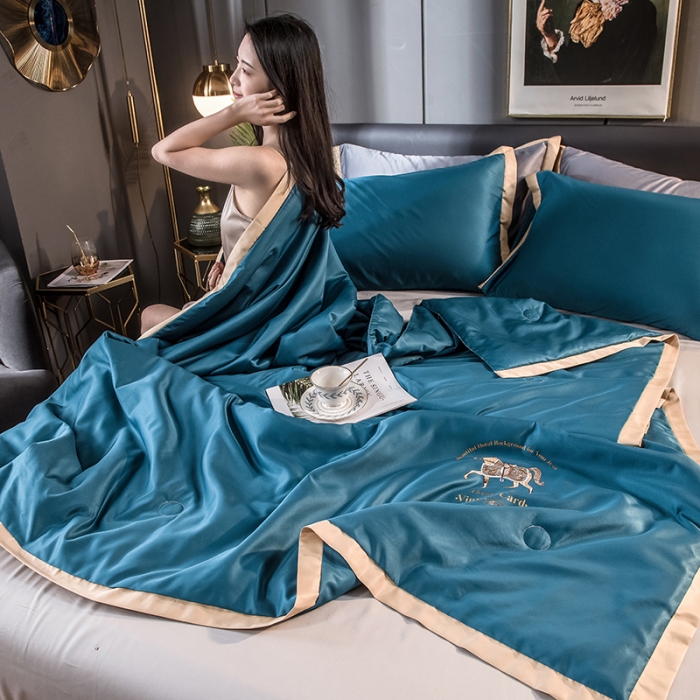 91家纺网 家纺一手货源 找家纺 慕尚 2025新款天丝抗菌被夏被 安吉-蓝