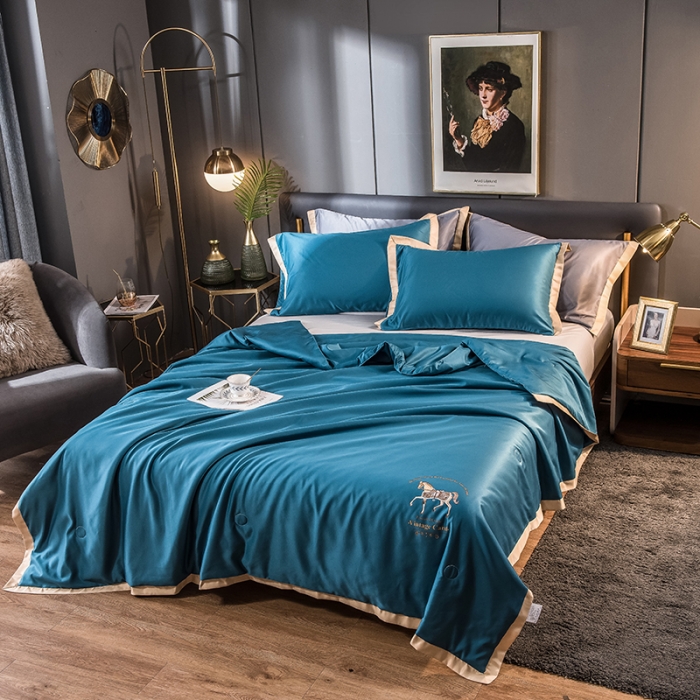 91家纺网 家纺一手货源 找家纺 慕尚 2025新款天丝抗菌被夏被 安吉-蓝