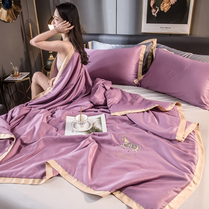 91家纺网 家纺一手货源 找家纺 慕尚 2025新款天丝抗菌被夏被 菲林-紫