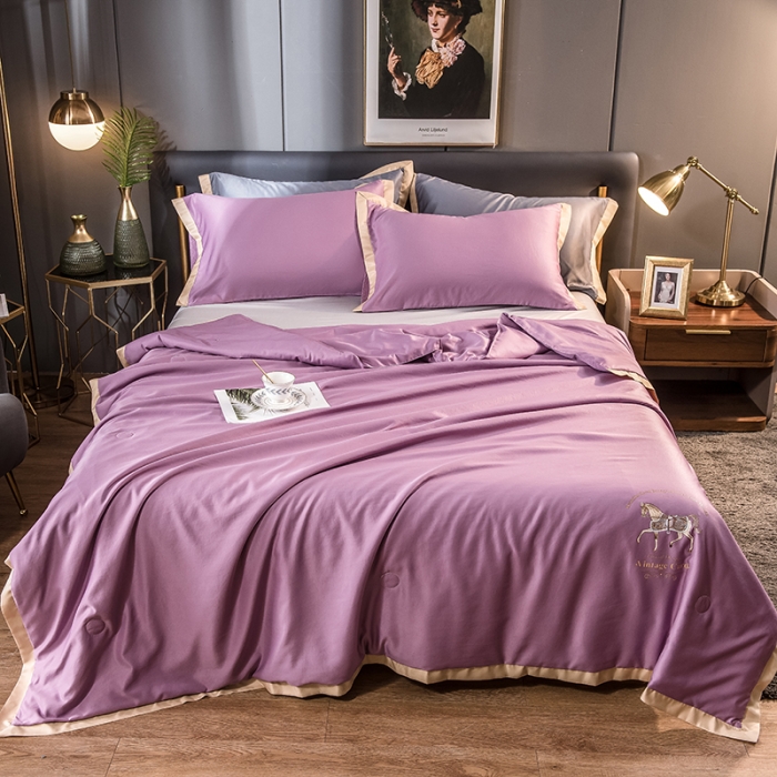 91家纺网 家纺一手货源 找家纺 慕尚 2025新款天丝抗菌被夏被 菲林-紫