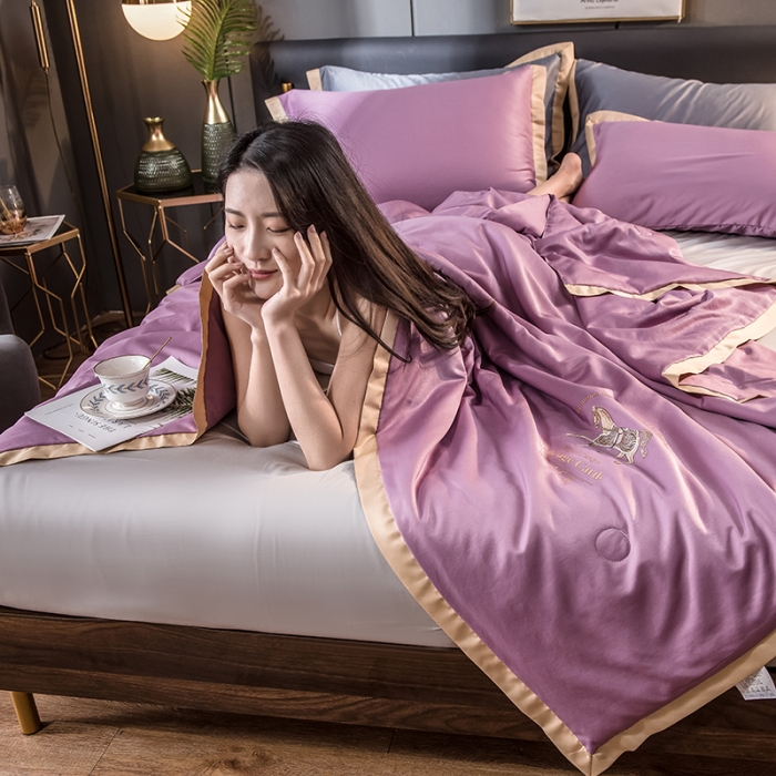 91家纺网 家纺一手货源 找家纺 慕尚 2025新款天丝抗菌被夏被 菲林-紫