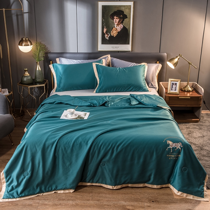 91家纺网 家纺一手货源 找家纺 慕尚 2025新款天丝抗菌被夏被 吉米-绿