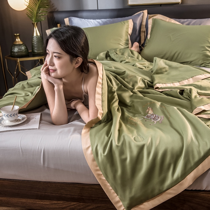 91家纺网 家纺一手货源 找家纺 慕尚 2025新款天丝抗菌被夏被 丽莎-绿