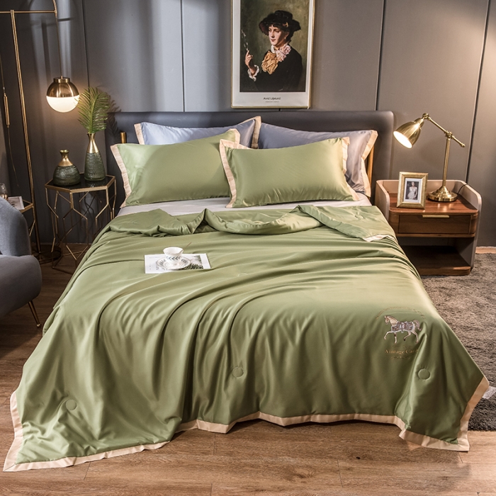 91家纺网 家纺一手货源 找家纺 慕尚 2025新款天丝抗菌被夏被 丽莎-绿