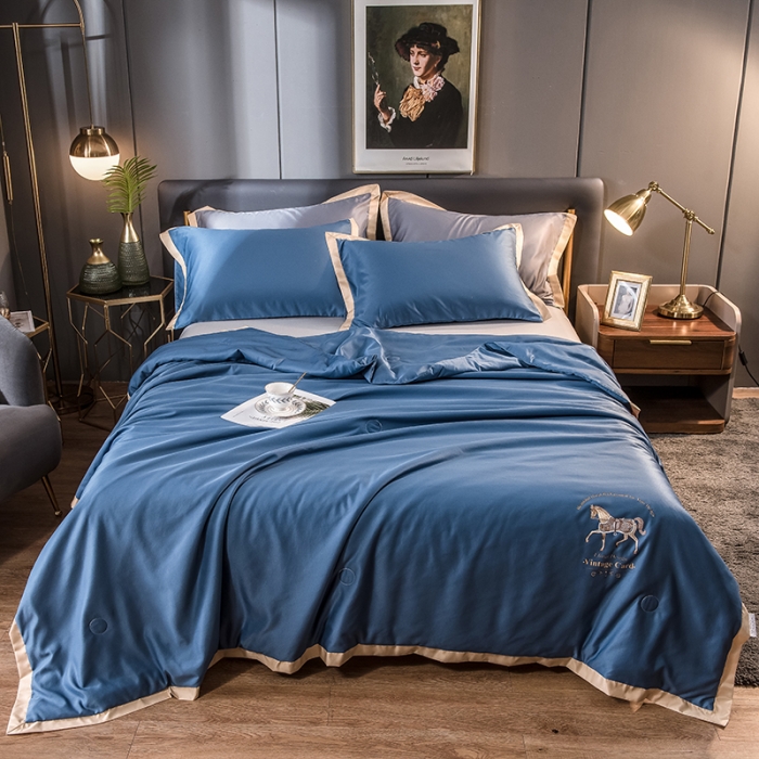 91家纺网 家纺一手货源 找家纺 慕尚 2025新款天丝抗菌被夏被 乔治-蓝