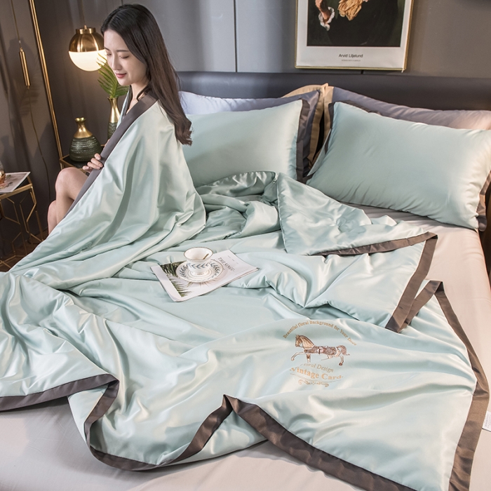 91家纺网 家纺一手货源 找家纺 慕尚 2025新款天丝抗菌被夏被 苏珊-浅绿