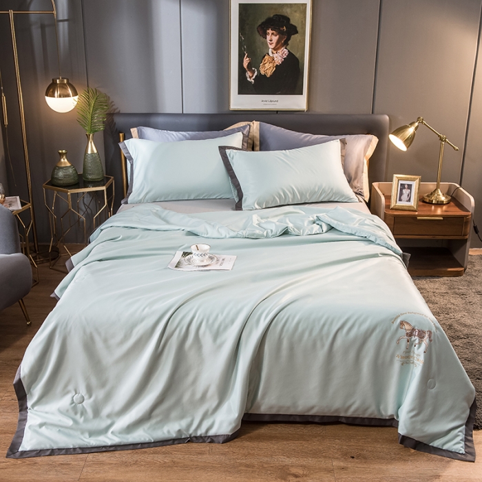 91家纺网 家纺一手货源 找家纺 慕尚 2025新款天丝抗菌被夏被 苏珊-浅绿