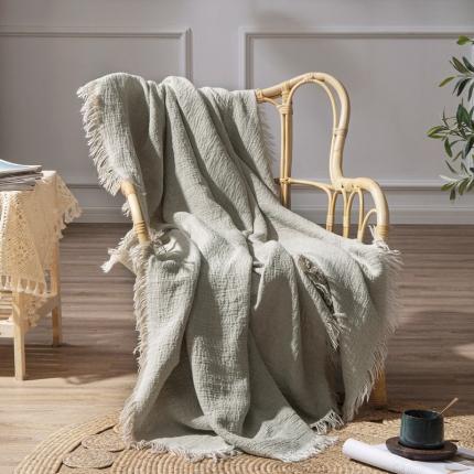 91家纺网 家纺一手货源 找家纺 （总）简家居 2021新款纯亚麻流苏盖毯