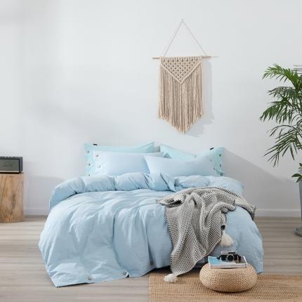 91家纺网 家纺一手货源 找家纺 简家居 2021新款15%亚麻85%棉四件套 海洋