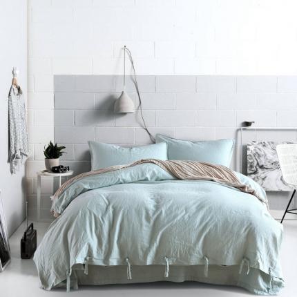 91家纺网 家纺一手货源 找家纺 简家居 2021新款55%亚麻45%棉四件套 清竹