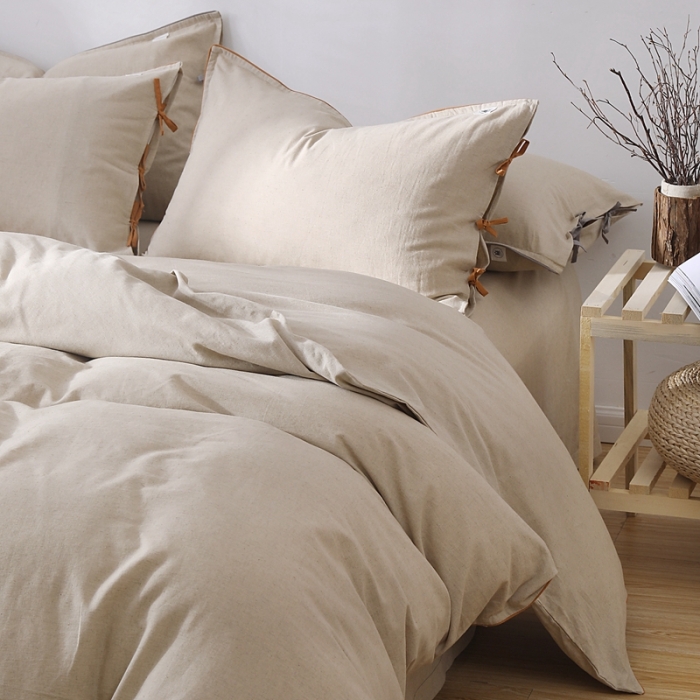 91家纺网 家纺一手货源 找家纺 简家居 2021新款55%亚麻45%棉四件套 一味橘