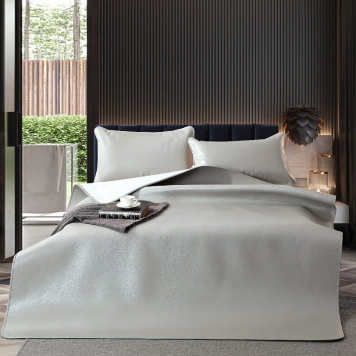 91家纺网 家纺一手货源 找家纺 四川牛皮席牛皮席厂家直供 新款新款纯色彩色牛皮席灰色