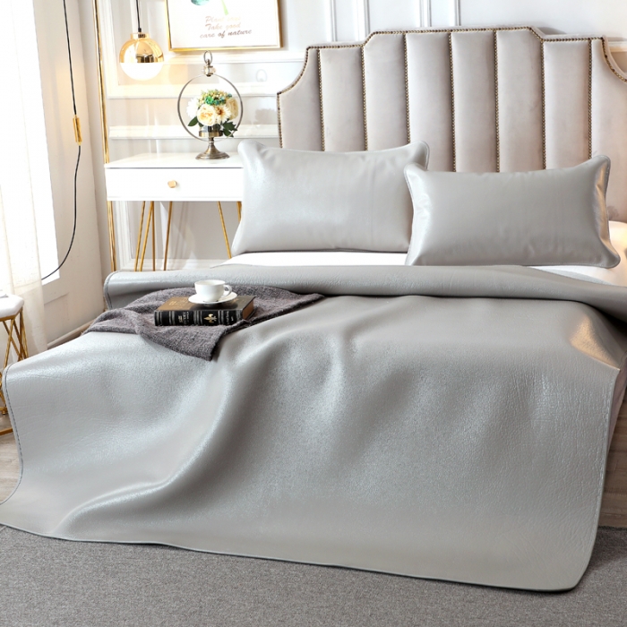 91家纺网 家纺一手货源 找家纺 四川牛皮席牛皮席厂家直供 新款新款纯色彩色牛皮席灰色