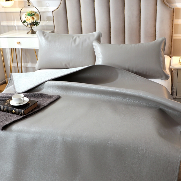 91家纺网 家纺一手货源 找家纺 四川牛皮席牛皮席厂家直供 新款新款纯色彩色牛皮席灰色