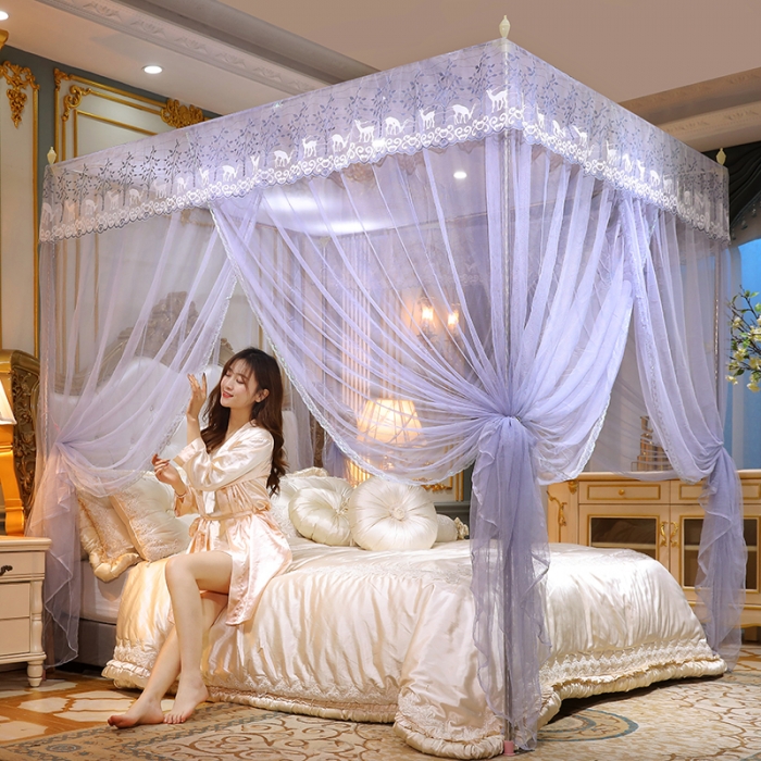 91家纺网 家纺一手货源 找家纺 （总）迷仙巢家纺2022新款蕾丝宫廷落地蚊帐-C20小鹿情缘