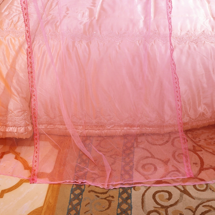 91家纺网 家纺一手货源 找家纺 迷仙巢2022新款蕾丝宫廷落地蚊帐-C20小鹿情缘粉色