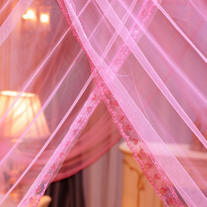 91家纺网 家纺一手货源 找家纺 迷仙巢2022新款蕾丝宫廷落地蚊帐-C20小鹿情缘粉色