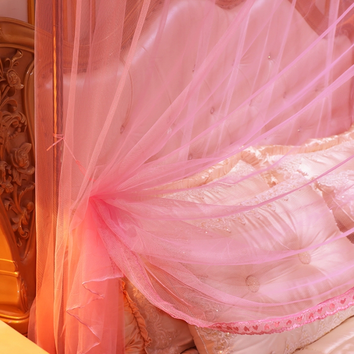 91家纺网 家纺一手货源 找家纺 迷仙巢2022新款蕾丝宫廷落地蚊帐-C20小鹿情缘粉色