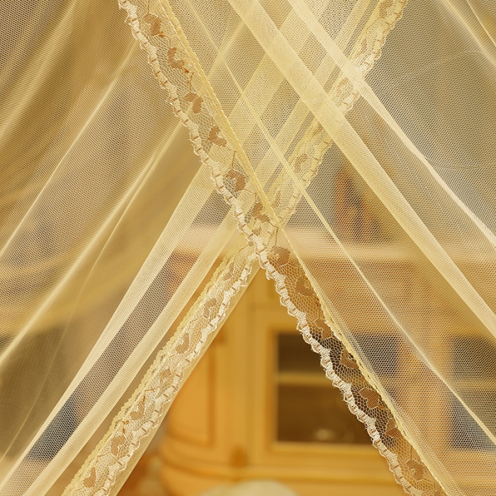 91家纺网 家纺一手货源 找家纺 迷仙巢2022新款蕾丝宫廷落地蚊帐-C20小鹿情缘米黄