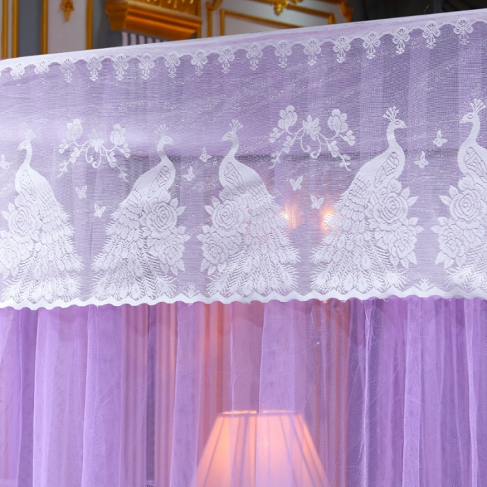 91家纺网 家纺一手货源 找家纺 迷仙巢家纺 新款宫廷三开门落地蚊帐-C70风华绝代孔雀紫