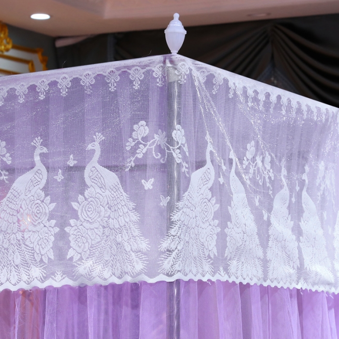 91家纺网 家纺一手货源 找家纺 迷仙巢家纺 新款宫廷三开门落地蚊帐-C70风华绝代孔雀紫