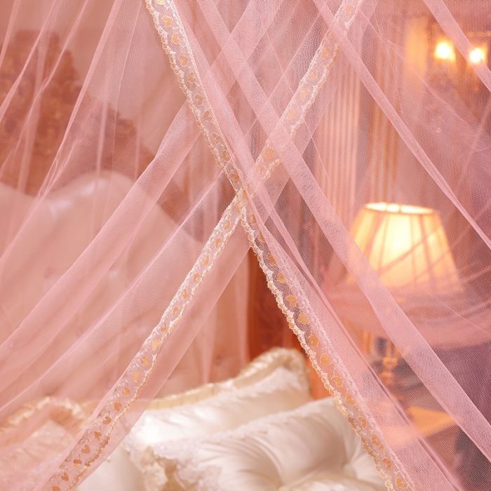 91家纺网 家纺一手货源 找家纺 迷仙巢2022新款蕾丝宫廷落地蚊帐-C20小鹿情缘玉色