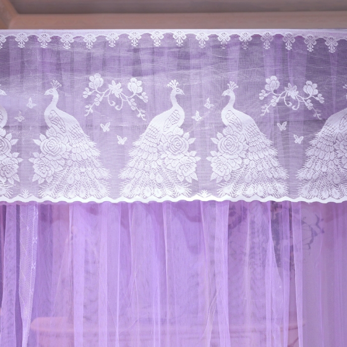 91家纺网 家纺一手货源 找家纺 迷仙巢家纺 新款宫廷三开门落地蚊帐-C70风华绝代孔雀紫