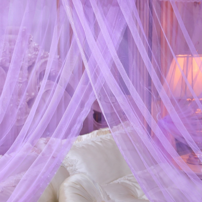 91家纺网 家纺一手货源 找家纺 迷仙巢家纺 新款宫廷三开门落地蚊帐-C70风华绝代孔雀紫