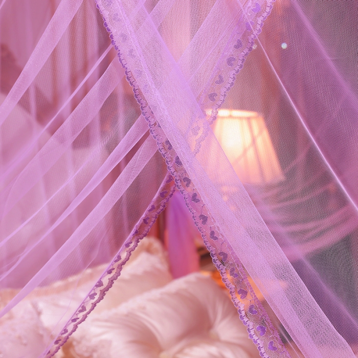 91家纺网 家纺一手货源 找家纺 迷仙巢2022新款蕾丝宫廷落地蚊帐-C20小鹿情缘紫色