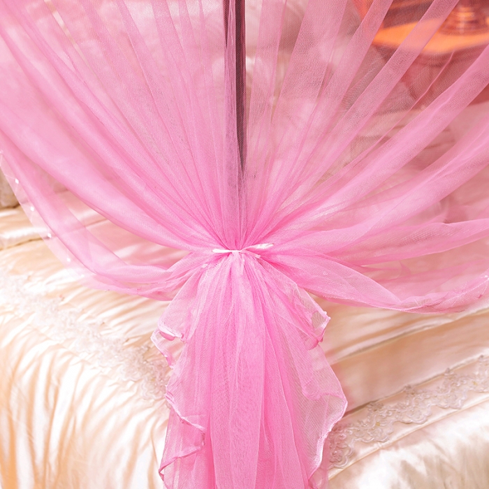 91家纺网 家纺一手货源 找家纺 迷仙巢家纺 2021新款蕾丝宫廷落地蚊帐-格调人生粉色