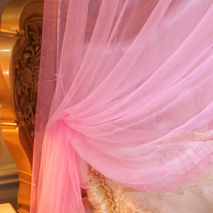 91家纺网 家纺一手货源 找家纺 迷仙巢家纺 2021新款蕾丝宫廷落地蚊帐-格调人生粉色