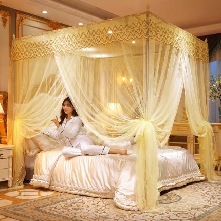 91家纺网 家纺一手货源 找家纺 迷仙巢家纺 2021新款蕾丝宫廷落地蚊帐-格调人生米黄