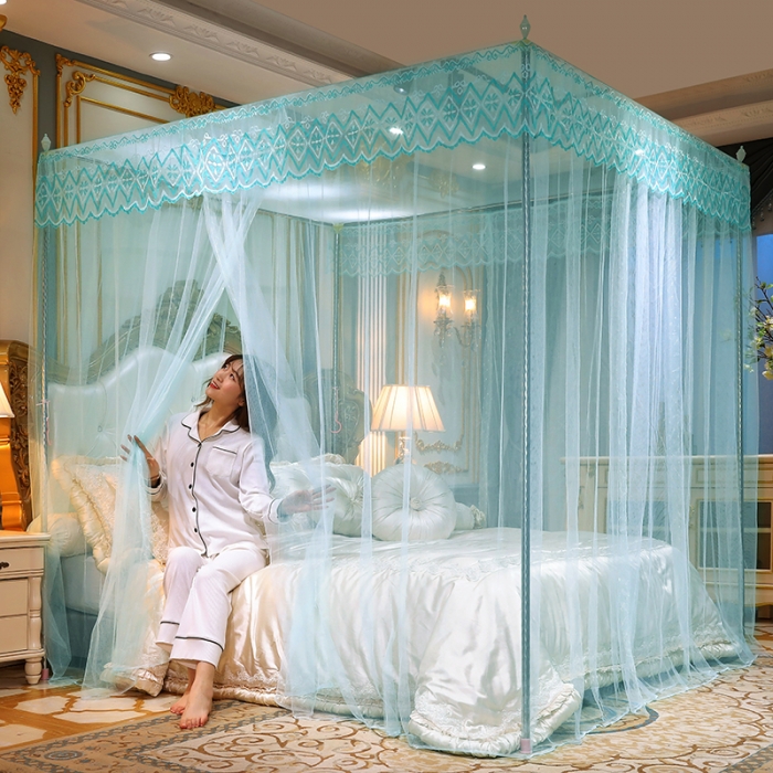 91家纺网 家纺一手货源 找家纺 迷仙巢家纺 2021新款蕾丝宫廷落地蚊帐-格调人生水绿