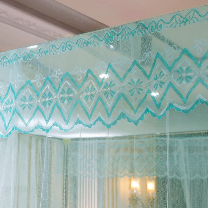 91家纺网 家纺一手货源 找家纺 迷仙巢家纺 2021新款蕾丝宫廷落地蚊帐-格调人生水绿