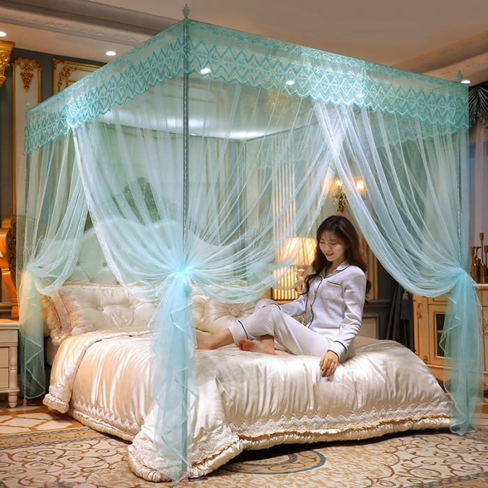 91家纺网 家纺一手货源 找家纺 迷仙巢家纺 2021新款蕾丝宫廷落地蚊帐-格调人生水绿