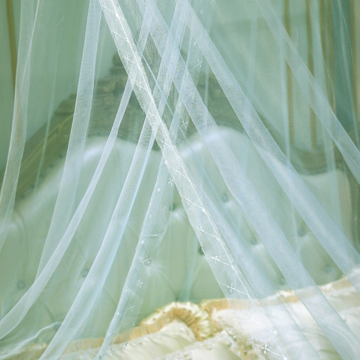91家纺网 家纺一手货源 找家纺 迷仙巢家纺 2021新款蕾丝宫廷落地蚊帐-格调人生水绿