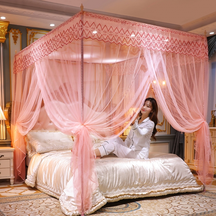 91家纺网 家纺一手货源 找家纺 迷仙巢家纺 2021新款蕾丝宫廷落地蚊帐-格调人生玉色