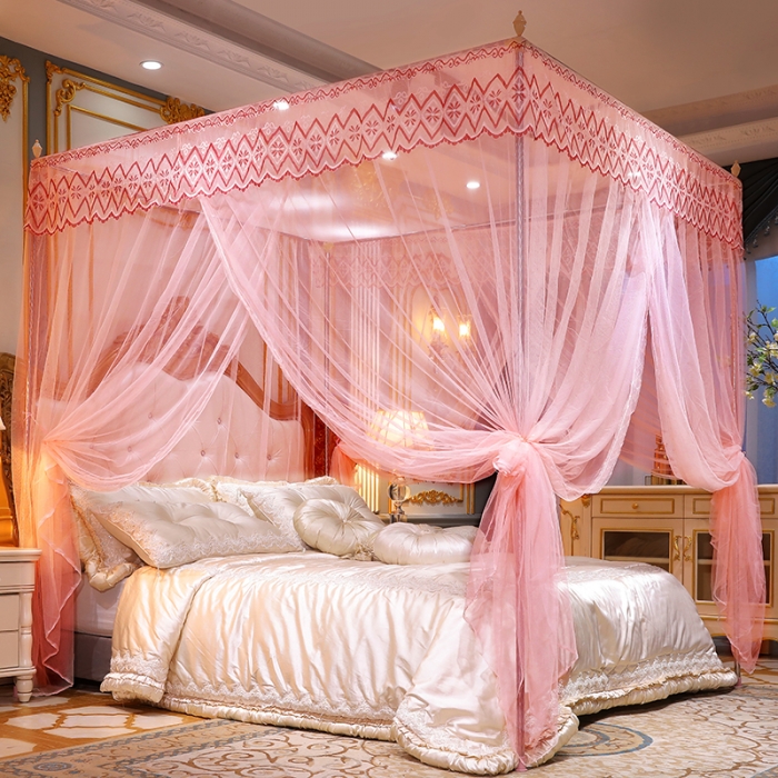 91家纺网 家纺一手货源 找家纺 迷仙巢家纺 2021新款蕾丝宫廷落地蚊帐-格调人生玉色