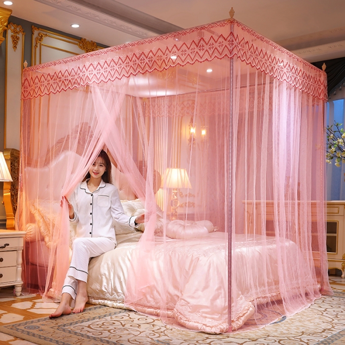 91家纺网 家纺一手货源 找家纺 迷仙巢家纺 2021新款蕾丝宫廷落地蚊帐-格调人生玉色