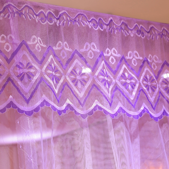 91家纺网 家纺一手货源 找家纺 迷仙巢家纺 2021新款蕾丝宫廷落地蚊帐-格调人生紫色