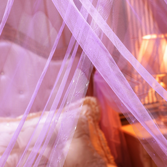 91家纺网 家纺一手货源 找家纺 迷仙巢家纺 2021新款蕾丝宫廷落地蚊帐-格调人生紫色