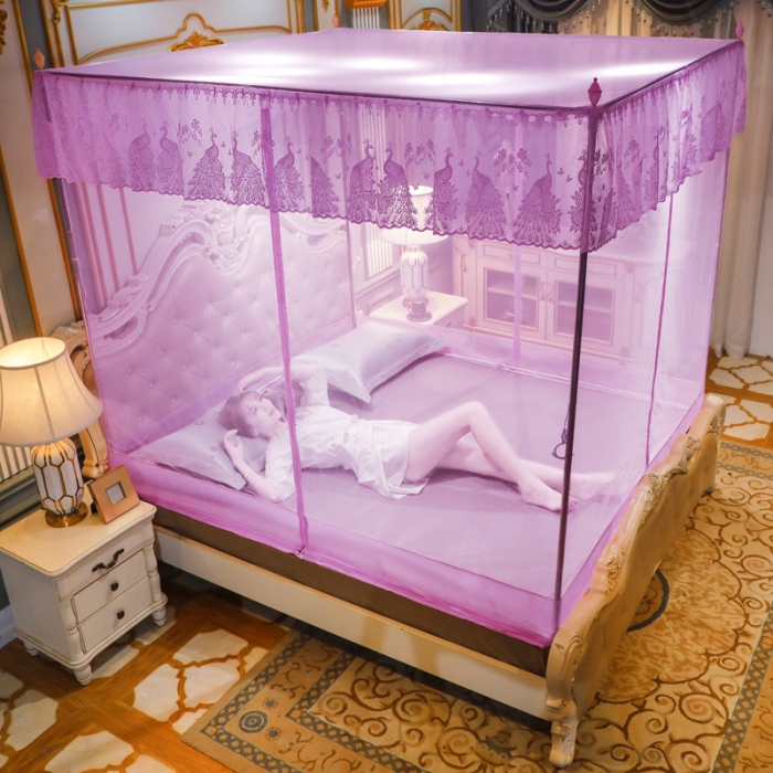 91家纺网 家纺一手货源 找家纺 迷仙巢家纺 2022新款坐床宫廷蚊帐-B10孔雀公主粉红