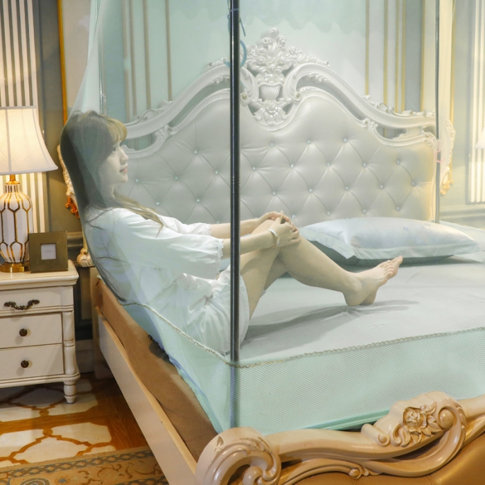 91家纺网 家纺一手货源 找家纺 迷仙巢家纺 2022新款坐床宫廷蚊帐-B10孔雀公主兰色