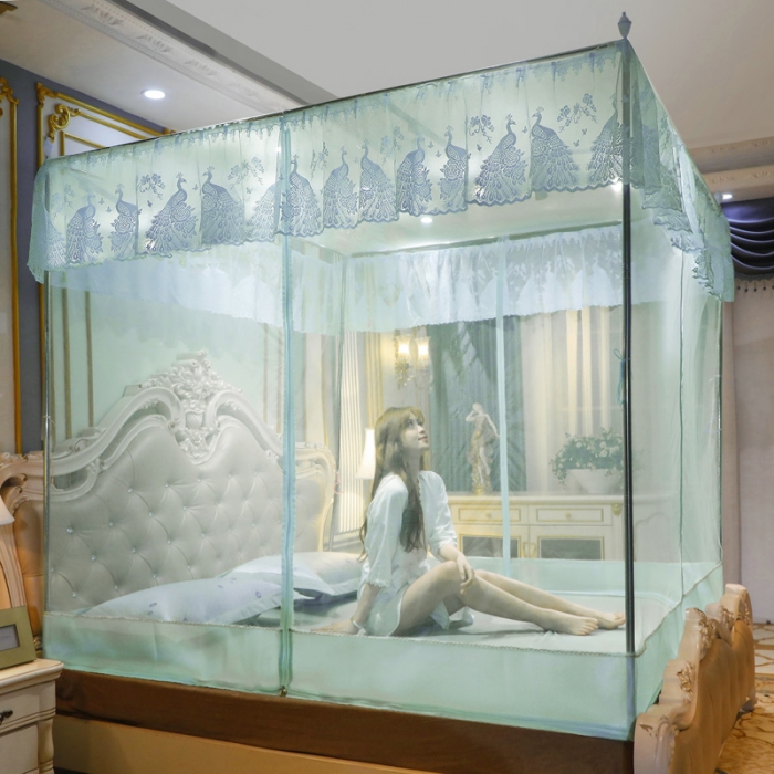 91家纺网 家纺一手货源 找家纺 迷仙巢家纺 2022新款坐床宫廷蚊帐-B10孔雀公主兰色